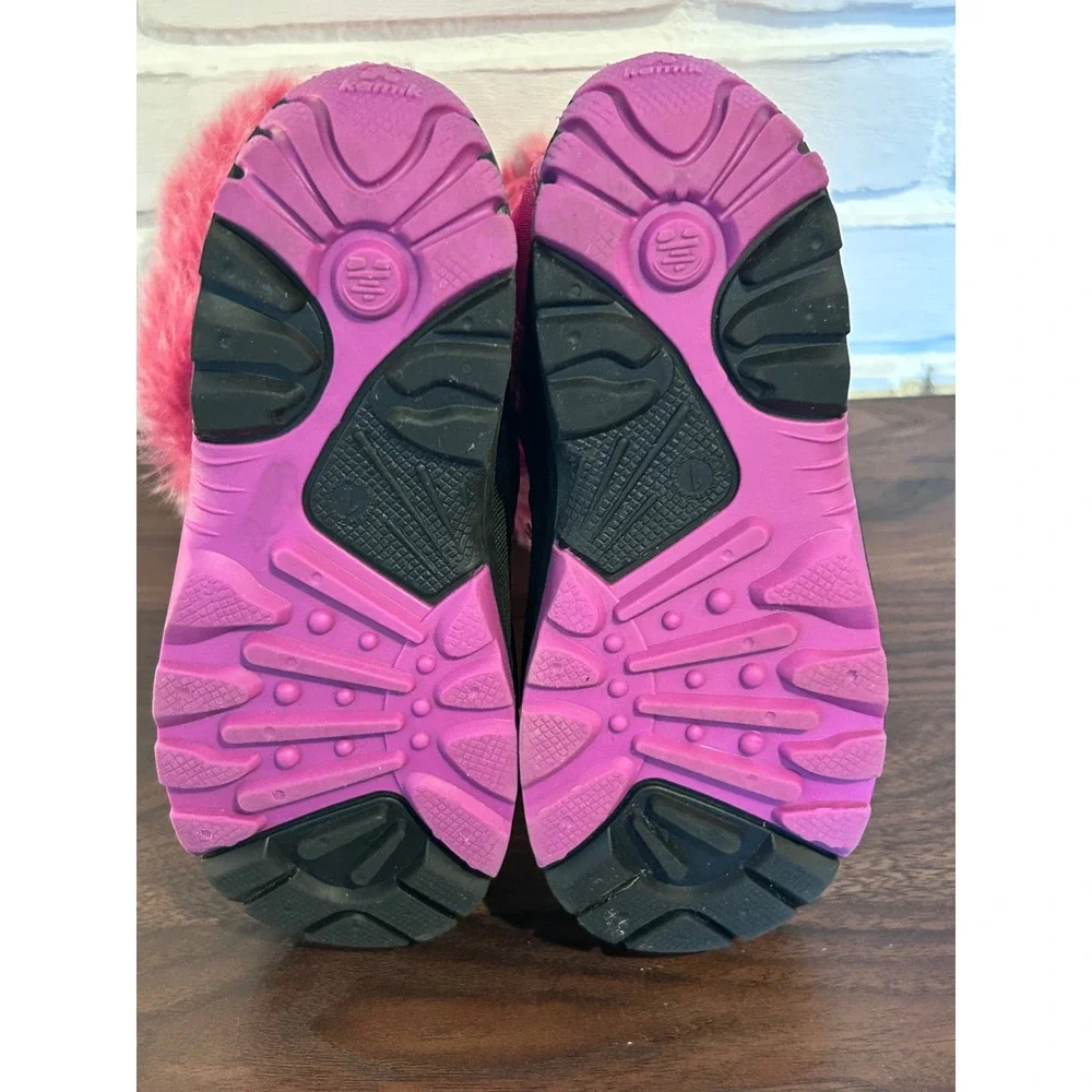 Kamik Kids Pink Faux Fur Trim Waterproof Winter‎ Snow Boots Size 1 Bungee Lacing